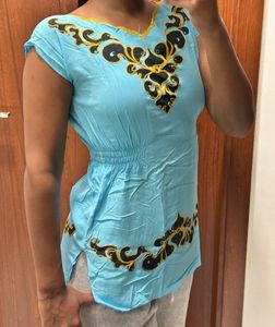 Light Blue Embroidered Top