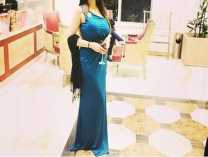 One Shoulder Teal Blue Gown