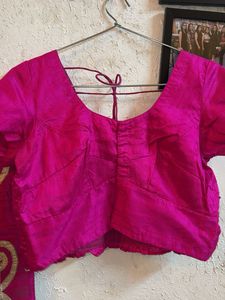Pure chiffon Blue &amp; Pink Saree