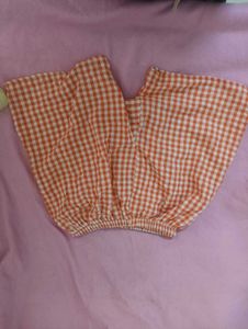 Orange Gingham Short With Shirt