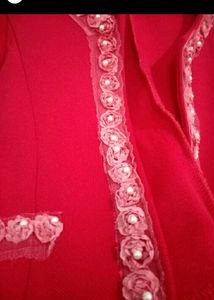 Embellished Red Pearl Coat