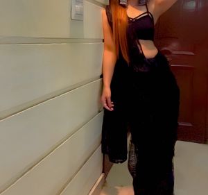 Elegant Black Net Fabric Saree