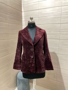 ZARA Burgundy Velvet Blazer
