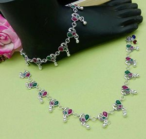 Silver Anklet with Peacock Design