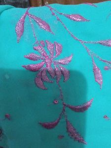 Teal Embroidered Saree