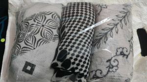 3 Black And White Scarf Stole