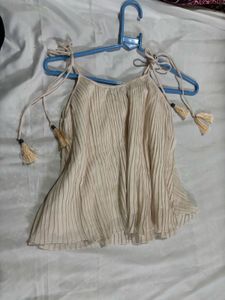 Cute Beige Tassel Top
