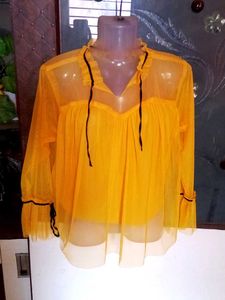 Yellow Sheer Long 🌼Sleeve Blouse