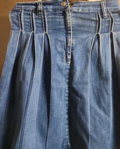 Denim Pleated Skirt