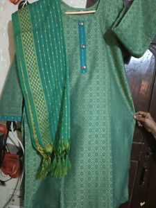 Brand New Kurta+Plazzo+Duptta - Light Green Color