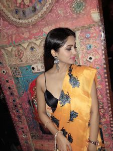 Orange satin saree