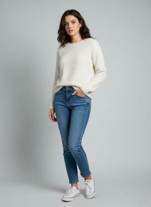 Cream Textured Knit Sweater
