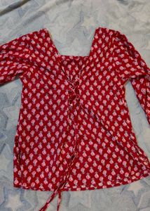 Full Sleeves Red Short Kurta ❤️