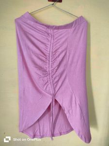 Pink Ruched Detail Midi Skirt