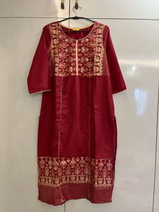 Elegant Maroon & Gold Kurta