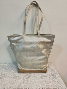 Silver Metallic Tote Bag