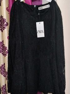 Zara Black Lace Peplum Top