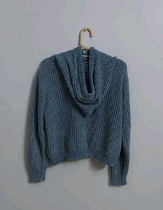 Blue Knit Hoodie