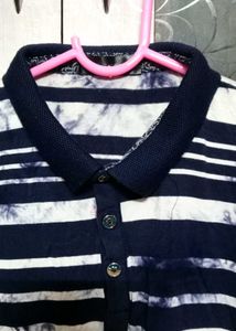 Striped Tie-Dye Polo Shirt