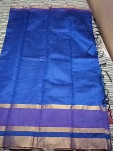 Semi Raw Silk Saree Body: Dark Blue Colour