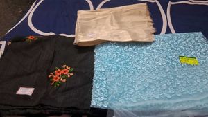 Three Blouse Piece Black,skyblue,golden Color