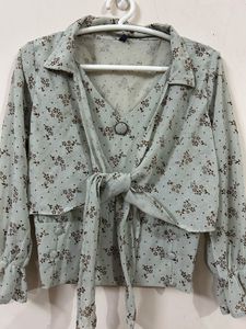 Floral Print Top with Tie Detail