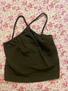 Olive Green Ribbed Tank Top