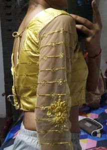 Golden Embroidered Blouse back open