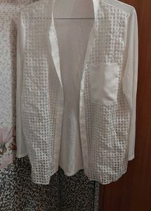 White Sheer Checkered Shrug