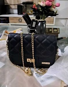 black solid sling bag