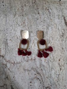 Burgundy Tassel Earrings