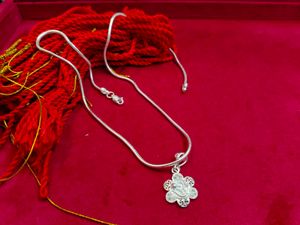 Real Silver Chain With Om Pendant