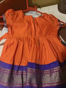 Cute Orange Kids Ethnic Dress