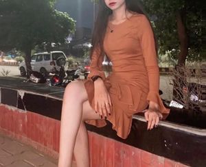 Ruffle Brown Bodycone Dress