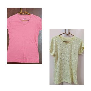 DJ&C Tshirts Combo - Yellow And Peach