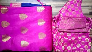 Pink &amp; Blue Banarasi Silk Saree