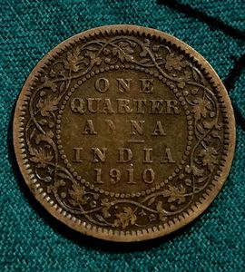 1 Quarter Anna King Edward Old Indian coin
