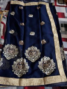 Beautiful Navy Blue Printed Saree For Women