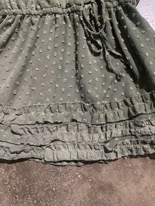 Olive Green Ruffle Mini Dress