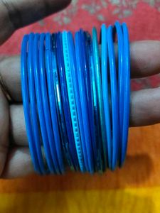 Blue Metal Bangle Set
