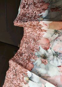 Women Peach Cotton Printed Kurta Set