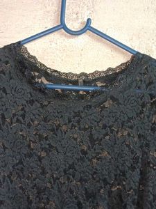 Ladies See-through Fashion Lace Top Black 🖤