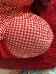 Red &amp; White Checkered Bra 32 B Lightly Padded