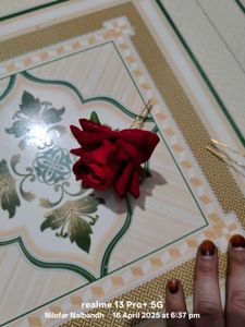 Hair Bun Pin In  Artificial Rose Flower