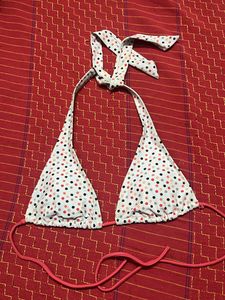 White Bikini Top With Polka Dots