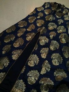 Elegant Blue &amp; Gold Maxi Dress