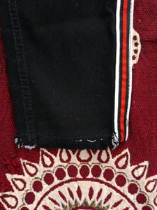 Stylish Black Jeans with Stripe