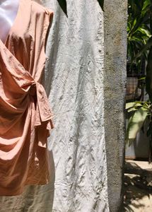 I. Peach Wrap Dress