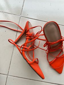 Tie Up Orange Heels