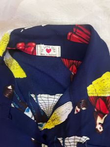 Patterned Navy Blue Top